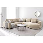 Ecksofa WILLOWS 2-Sitzer mit Ottomane Samt - Samt Shyla: Beige - Ottomane davorstehend rechts