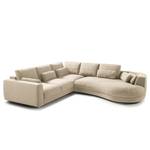 Ecksofa WILLOWS 2-Sitzer mit Ottomane Webstoff Amila: Beige - Ottomane davorstehend rechts