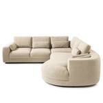 Ecksofa WILLOWS 2-Sitzer mit Ottomane Webstoff Amila: Beige - Ottomane davorstehend rechts