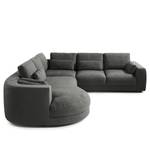 Ecksofa WILLOWS 2-Sitzer mit Ottomane Webstoff Amila: Grau - Ottomane davorstehend links