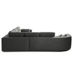 Ecksofa WILLOWS 2-Sitzer mit Ottomane Webstoff Amila: Grau - Ottomane davorstehend links