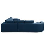 Ecksofa WILLOWS 2-Sitzer mit Ottomane Webstoff - Webstoff Anda II: Blau - Ottomane davorstehend links