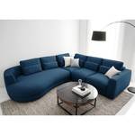 Ecksofa WILLOWS 2-Sitzer mit Ottomane Webstoff - Webstoff Anda II: Blau - Ottomane davorstehend links