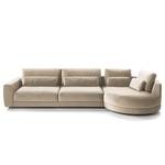 Ecksofa WILLOWS 3-Sitzer mit Ottomane Samt - Samt Shyla: Beige - Ottomane davorstehend rechts