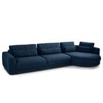 Ecksofa WILLOWS 3-Sitzer mit Ottomane Webstoff - Webstoff Amila: Blau - Ottomane davorstehend rechts