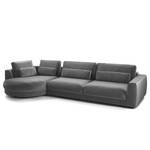 Ecksofa WILLOWS 3-Sitzer mit Ottomane Samt Shyla: Grau - Ottomane davorstehend links