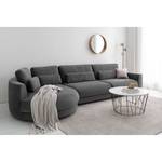 Ecksofa WILLOWS 3-Sitzer mit Ottomane Samt Shyla: Grau - Ottomane davorstehend links