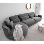 Ecksofa WILLOWS 3-Sitzer mit Ottomane Samt Shyla: Grau - Ottomane davorstehend links