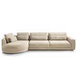 Ecksofa WILLOWS 3-Sitzer mit Ottomane Webstoff Amila: Beige - Ottomane davorstehend links