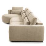 Ecksofa WILLOWS 3-Sitzer mit Ottomane Webstoff Amila: Beige - Ottomane davorstehend links