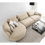 Ecksofa WILLOWS 3-Sitzer mit Ottomane Webstoff Amila: Beige - Ottomane davorstehend links