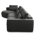 Ecksofa WILLOWS 3-Sitzer mit Ottomane Webstoff Amila: Grau - Ottomane davorstehend links