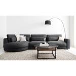 Ecksofa WILLOWS 3-Sitzer mit Ottomane Webstoff Anda II: Grau - Ottomane davorstehend links