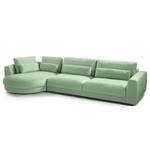 Ecksofa WILLOWS 3-Sitzer mit Ottomane Webstoff - Webstoff Anda II: Mintgrün - Ottomane davorstehend links