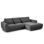 Ecksofa WILLOWS 2-Sitzer mit Longchair Samt Shyla: Grau - Longchair davorstehend rechts