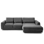 Ecksofa WILLOWS 2-Sitzer mit Longchair Samt Shyla: Grau - Longchair davorstehend rechts