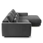 Ecksofa WILLOWS 2-Sitzer mit Longchair Samt Shyla: Grau - Longchair davorstehend rechts