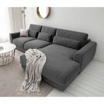 Ecksofa WILLOWS 2-Sitzer mit Longchair Samt Shyla: Grau - Longchair davorstehend rechts