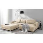 Hoekbank WILLOWS 2-zits + chaise longue Geweven stof Amila: Beige - Longchair vooraanzicht rechts