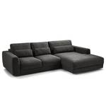 Ecksofa WILLOWS 2-Sitzer mit Longchair Webstoff - Webstoff Amila: Anthrazit - Longchair davorstehend rechts