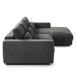 Ecksofa WILLOWS 2-Sitzer mit Longchair Webstoff - Webstoff Amila: Grau - Longchair davorstehend rechts