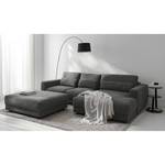 Ecksofa WILLOWS 2-Sitzer mit Longchair Webstoff - Webstoff Amila: Grau - Longchair davorstehend rechts