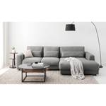 Ecksofa WILLOWS 2-Sitzer mit Longchair Webstoff Anda II: Silber - Longchair davorstehend rechts