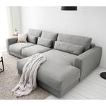 Ecksofa WILLOWS 2-Sitzer mit Longchair Webstoff Anda II: Silber - Longchair davorstehend rechts