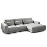 Ecksofa WILLOWS 2-Sitzer mit Longchair Webstoff Anda II: Silber - Longchair davorstehend rechts