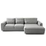 Ecksofa WILLOWS 2-Sitzer mit Longchair Webstoff Anda II: Silber - Longchair davorstehend rechts