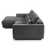 Hoekbank WILLOWS 2-zits + chaise longue Velours Shyla: Grijs - Longchair vooraanzicht links