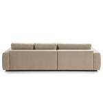 Hoekbank WILLOWS 2-zits + chaise longue fluweel - Velours Shyla: Beige - Longchair vooraanzicht links