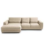 Hoekbank WILLOWS 2-zits + chaise longue Geweven stof Amila: Beige - Longchair vooraanzicht links