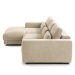 Hoekbank WILLOWS 2-zits + chaise longue Geweven stof Amila: Beige - Longchair vooraanzicht links