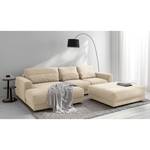 Hoekbank WILLOWS 2-zits + chaise longue Geweven stof Amila: Beige - Longchair vooraanzicht links