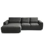 Ecksofa WILLOWS 2-Sitzer mit Longchair Webstoff Amila: Grau - Longchair davorstehend links