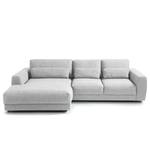 Ecksofa WILLOWS 2-Sitzer mit Longchair Webstoff Amila: Hellgrau - Longchair davorstehend links