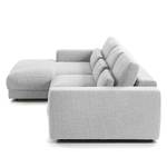 Ecksofa WILLOWS 2-Sitzer mit Longchair Webstoff Amila: Hellgrau - Longchair davorstehend links