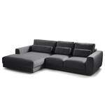 Ecksofa WILLOWS 2-Sitzer mit Longchair Webstoff Anda II: Grau - Longchair davorstehend links