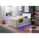 Boxspring Lights kunstleer - Wit - 140 x 200cm - 2 opbergruimtes