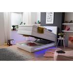 Boxspring Lights kunstleer - Wit - 140 x 200cm - 2 opbergruimtes