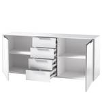 Dressoir Breon IV glas - wit glas/hoogglans wit