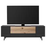 Meuble TV Misano Placage en bois véritable - Gris Sahara / Planches de chêne - Anthracite / Chêne sauvage - Sans éclairage