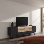 Meuble TV Misano Placage en bois véritable - Gris Sahara / Planches de chêne - Anthracite / Chêne sauvage - Sans éclairage