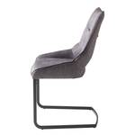 Chaises cantilever Nadros (lot de 2) Microfibre / Métal - Gris vintage / Noir mat