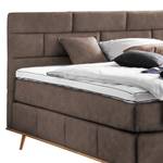 Lit boxspring Lasse Tissu - Partiellement en chêne massif - Sable vintage - 160 x 200cm - D2 souple