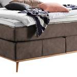 Lit boxspring Lasse Tissu - Partiellement en chêne massif - Sable vintage - 160 x 200cm - D2 souple