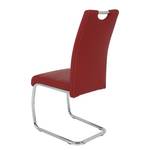 Chaise cantilever La Paz Imitation cuir / Métal - Chrome - Rouge - Lot de 2