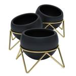 Pots de fleur Potsy (lot de 3) Céramique / Fil métallique / Acier - Noir