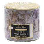 Duftkerze mit Holzdocht Tiare Amberwood 396 Gramm - Stearin Wachs - Weiß